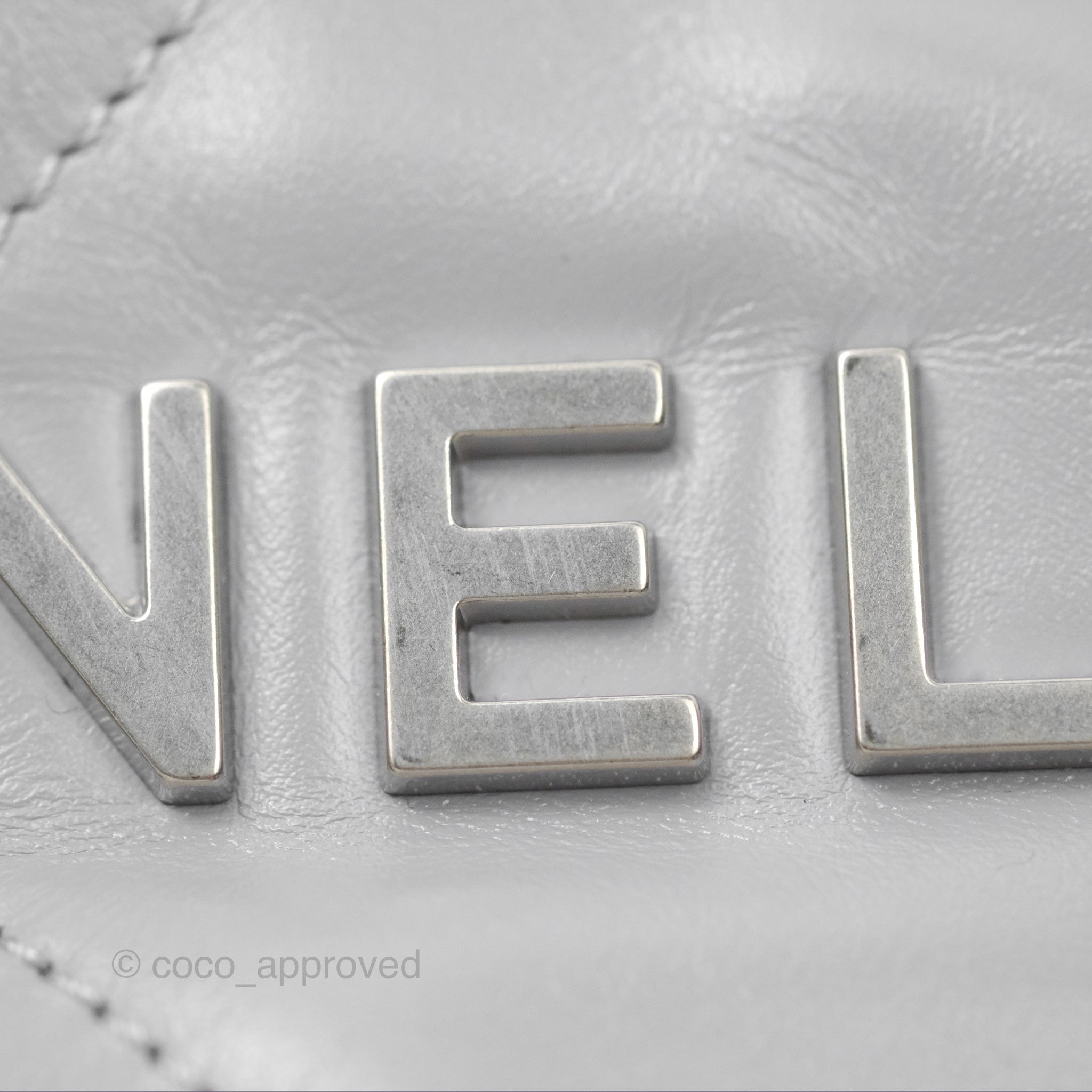 Chanel 22 Mini Bag Light Grey Shiny Crumpled Calfskin with Matte Silver Hardware - Luxury Crossbody Purse for Women, Perfect for Date Night & Evening Events