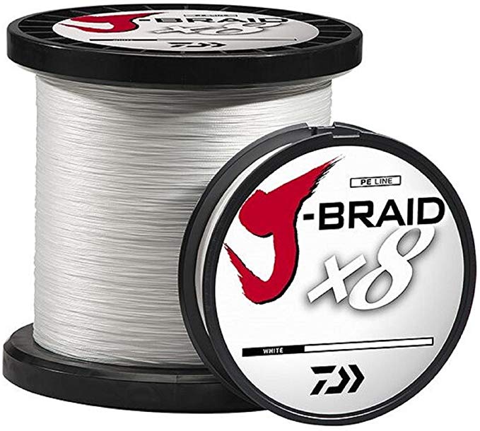 Daiwa J Braid X8 3300 Yards White Braided Fishing Line - High Performance Saltwater & Freshwater Fishing for Bass, Trout, and Offshore Species