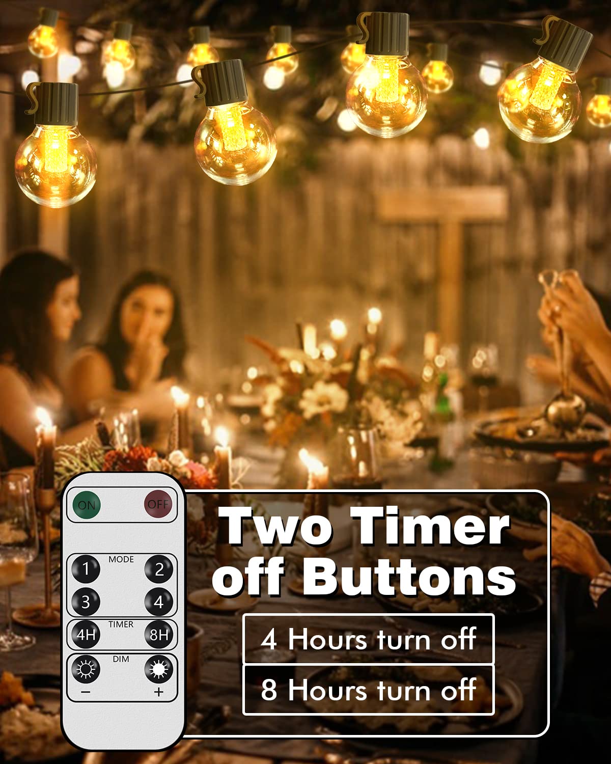 FREECUBE 49FT Outdoor String Lights with Remote - 50 LED G40 Globe Bulbs, Dimmable Patio Lights, 4 Lighting Modes, Timer, Waterproof for Yard, Garden, and Backyard Decor | Perfect for Parties, Weddings, and Outdoor Dining