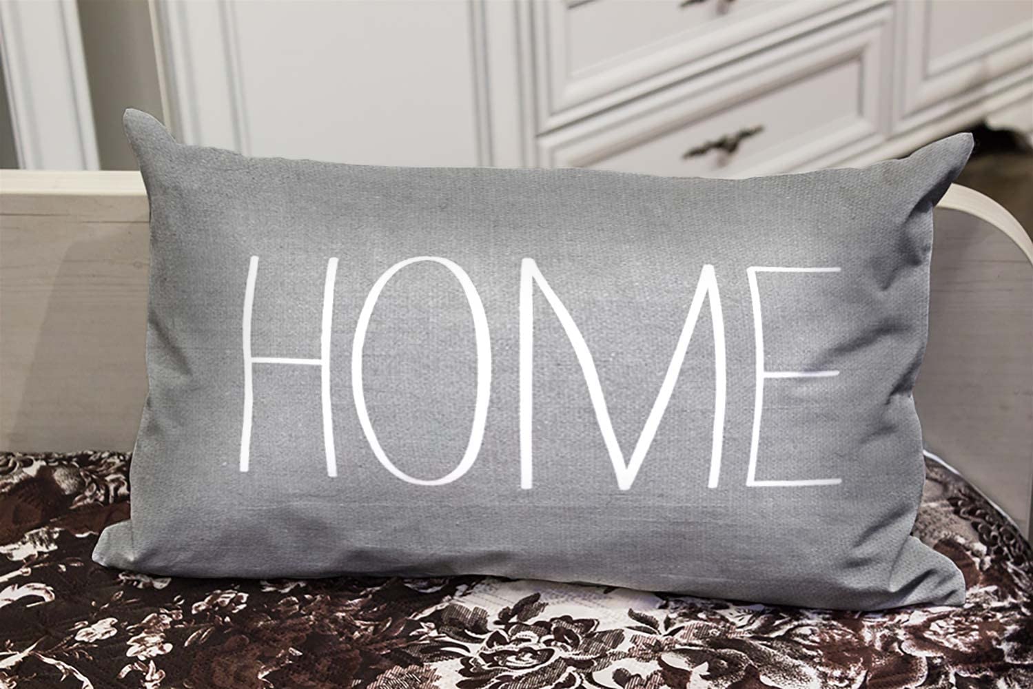 12x20 Inch Love Rustic Gray Decorative Pillow Covers - Best Retro Lumbar Throw Pillowcases for Bedroom, Sofa & Living Room - Bless This Home Design