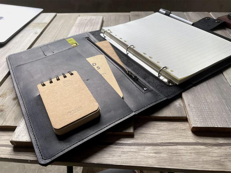 Personalized Black A4 Leather Journal - Custom Name Notebook for Writing, Sketching & Travel - Perfect Gift for Writers, Artists & Professionals