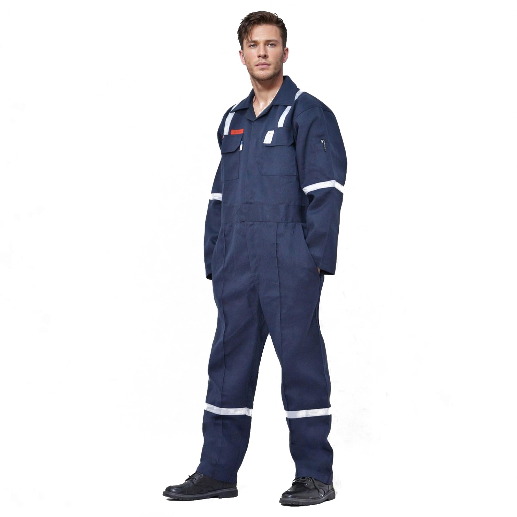 Flame Resistant FR Hi Vis Coveralls for Men - NFPA 2112 Compliant 7oz Reflective Welding Workwear with 6 Pockets | Ideal for Construction, Oil & Gas, and Industrial Safety Work