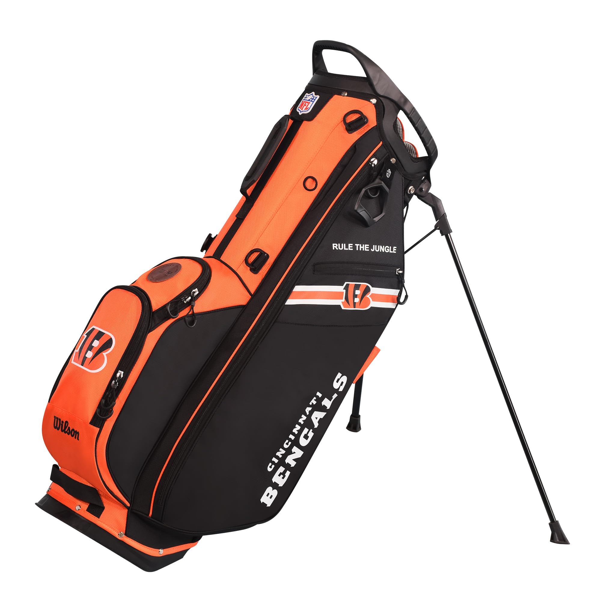 Wilson NFL Cincinnati Bengals Stand Golf Bag - Durable & Lightweight for Men & Women - Perfect for Football Fans, Golf Tournaments & Outdoor Sports