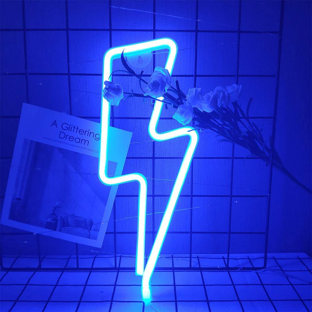 Blue LED Neon Sign - Battery/USB Powered Wall Decor Light with On/Off Switch | Perfect for Home, Bar, Party, Wedding & Christmas Decorations | Waterproof & Energy Efficient Lighting for Indoor/Outdoor Use