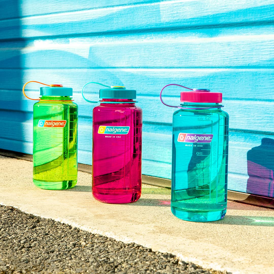 Nalgene Tritan Wide Mouth BPA-Free Water Bottle 33oz (1L) - Leak Proof & Durable for Hiking, Gym, Travel & Outdoor Activities | Pear Color