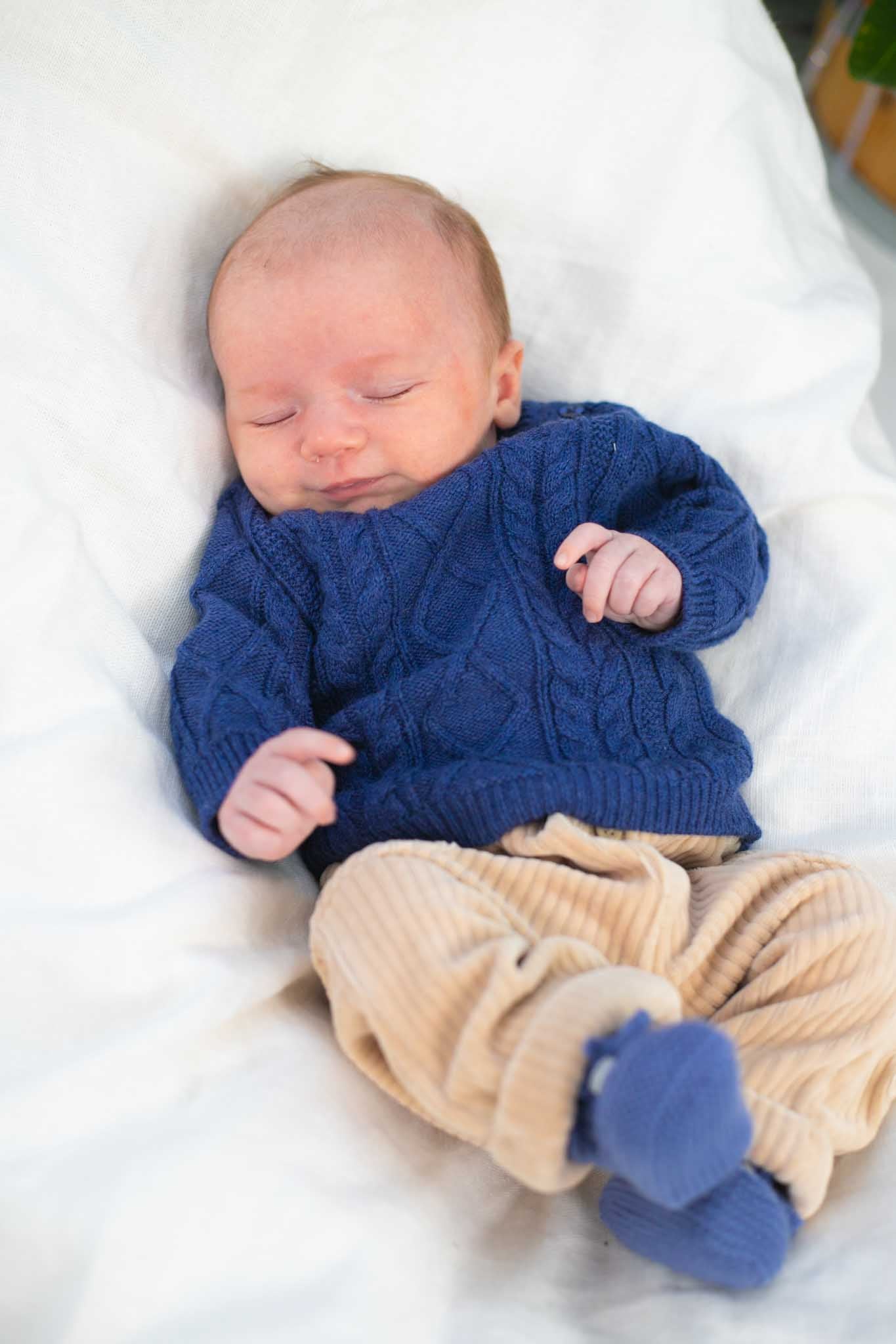 Eclipse Blue Braided Jumper for Baby Boys - Soft Cotton Knitwear for Newborns & Infants - Perfect for Playtime, Photo Shoots & Special Occasions
