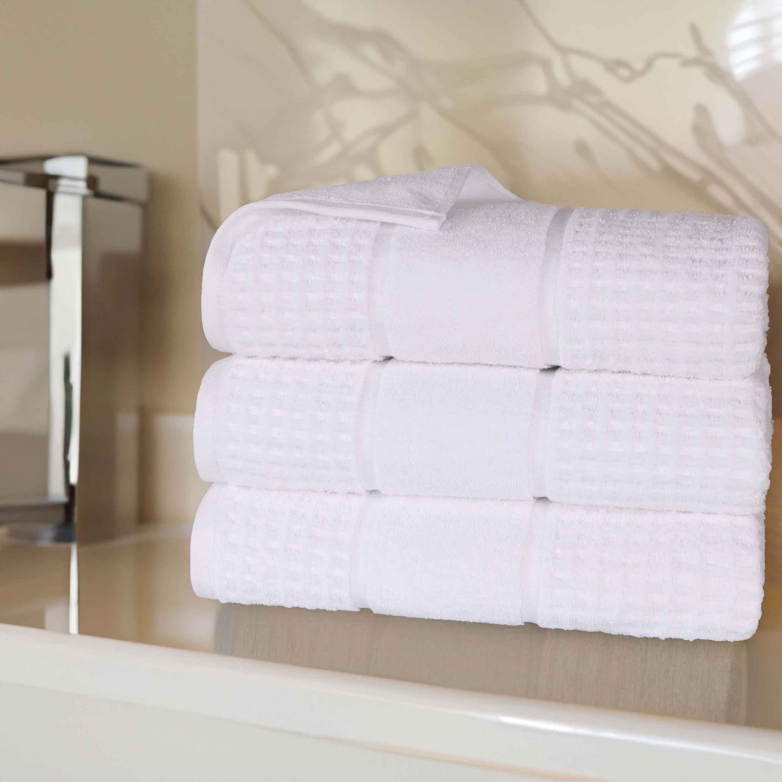 Premium Zero Twist Cotton Waffle Bath Towel Set of 3 - Ultra Soft & Absorbent Honeycomb Weave for Spa, Bath & Luxury Home Use