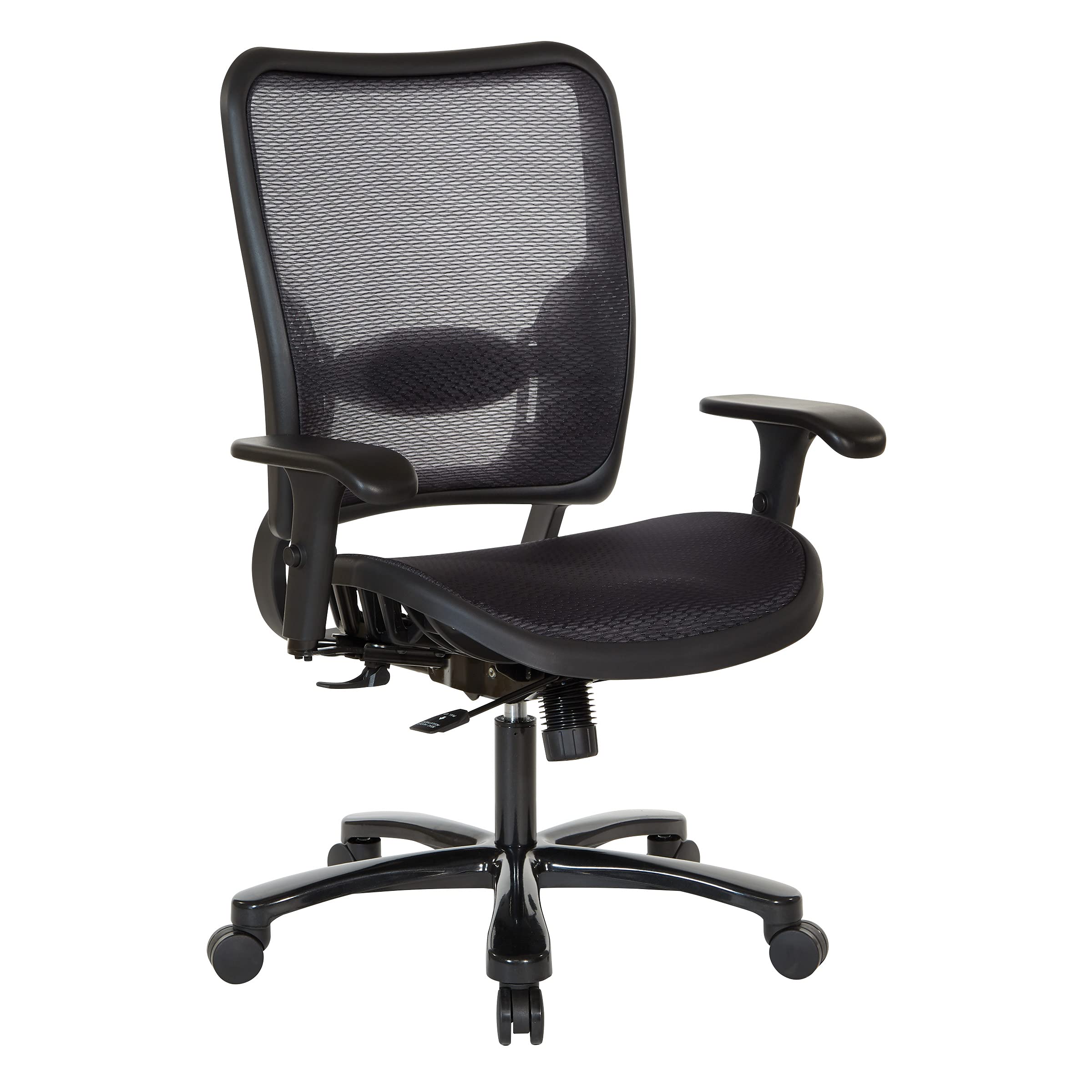 Space Seating 75 Series Air Grid Big & Tall Ergonomic Office Chair - Adjustable Lumbar Support, 400 lb Weight Capacity, Black - Perfect for Home Office, Gaming & Executive Workspaces