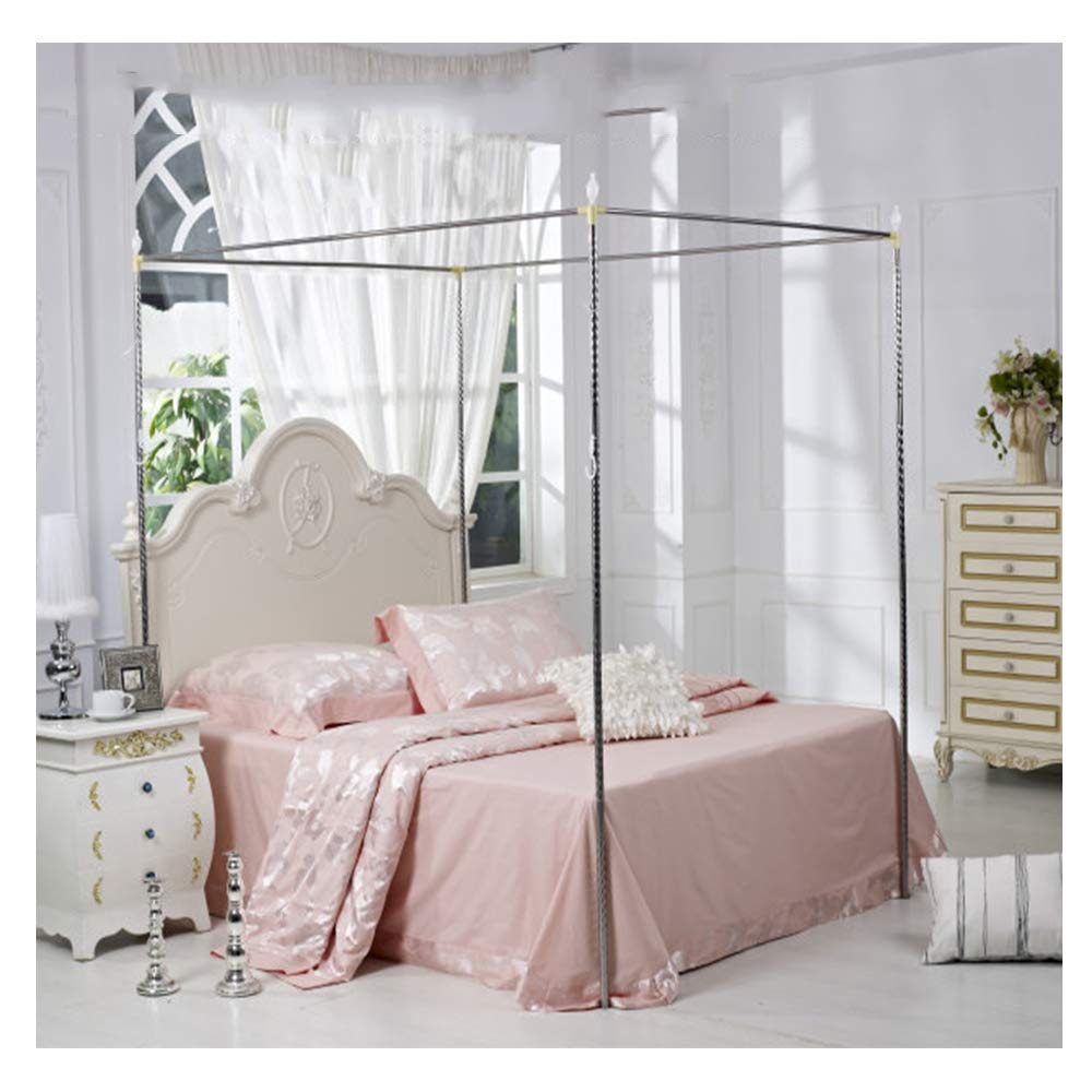 Stainless Steel Mosquito Net Canopy Frame with Spiral Design - 4 Corner Bed Post Brackets for Twin, Full, Queen & King Size Beds (22mm, 2×2.2m) - Perfect for Bedroom, Outdoor Camping and Travel Protection
