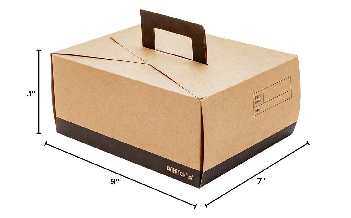 Restaurantware Cater Tek 9x7x3 Inch Grease-Resistant Takeout Food Containers - 100 Pack Recyclable Kraft & Black Paper To-Go Boxes for Meals, Snacks, Baked Goods | Perfect for Restaurants, Catering, Food Trucks & Home Meal Prep