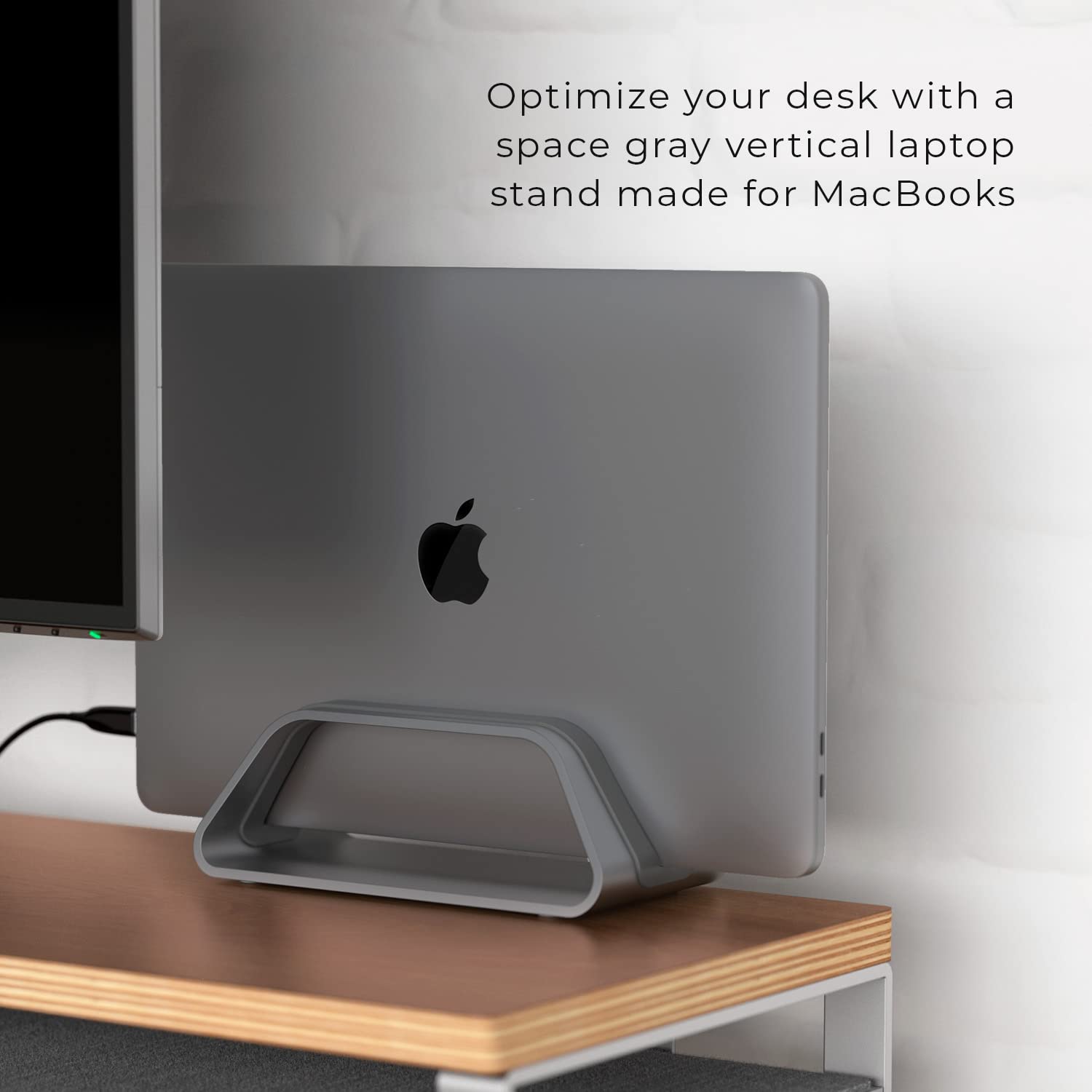 HumanCentric Vertical Laptop Stand for MacBook Pro & Air - Adjustable Aluminum Computer Holder with Interchangeable Inserts (Space Gray) | Perfect for Home Office, Workspace & Desk Organization