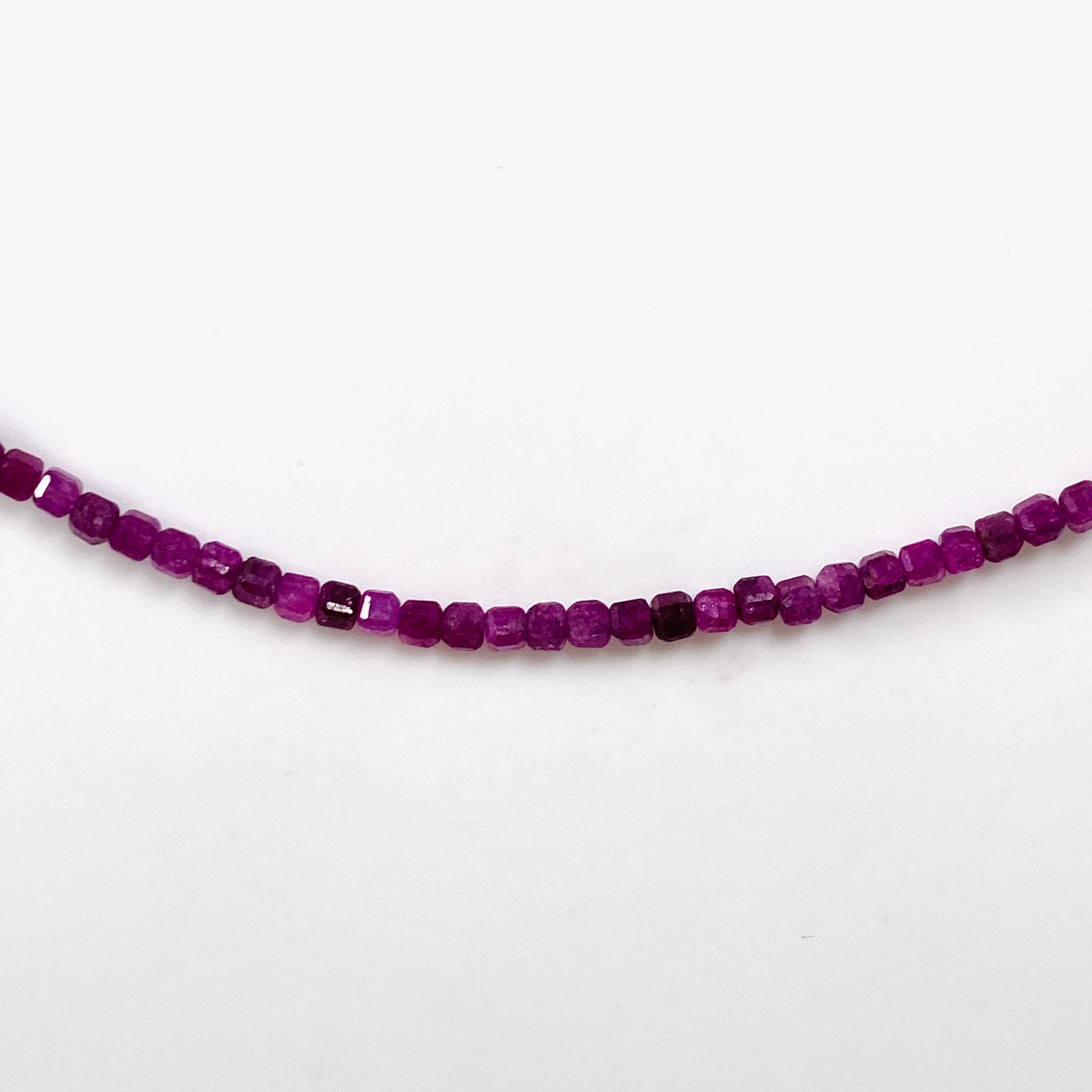 Micro Bead Necklace with Ruby Square Beads - Elegant Jewelry for Women, Perfect for Parties, Weddings & Special Occasions
