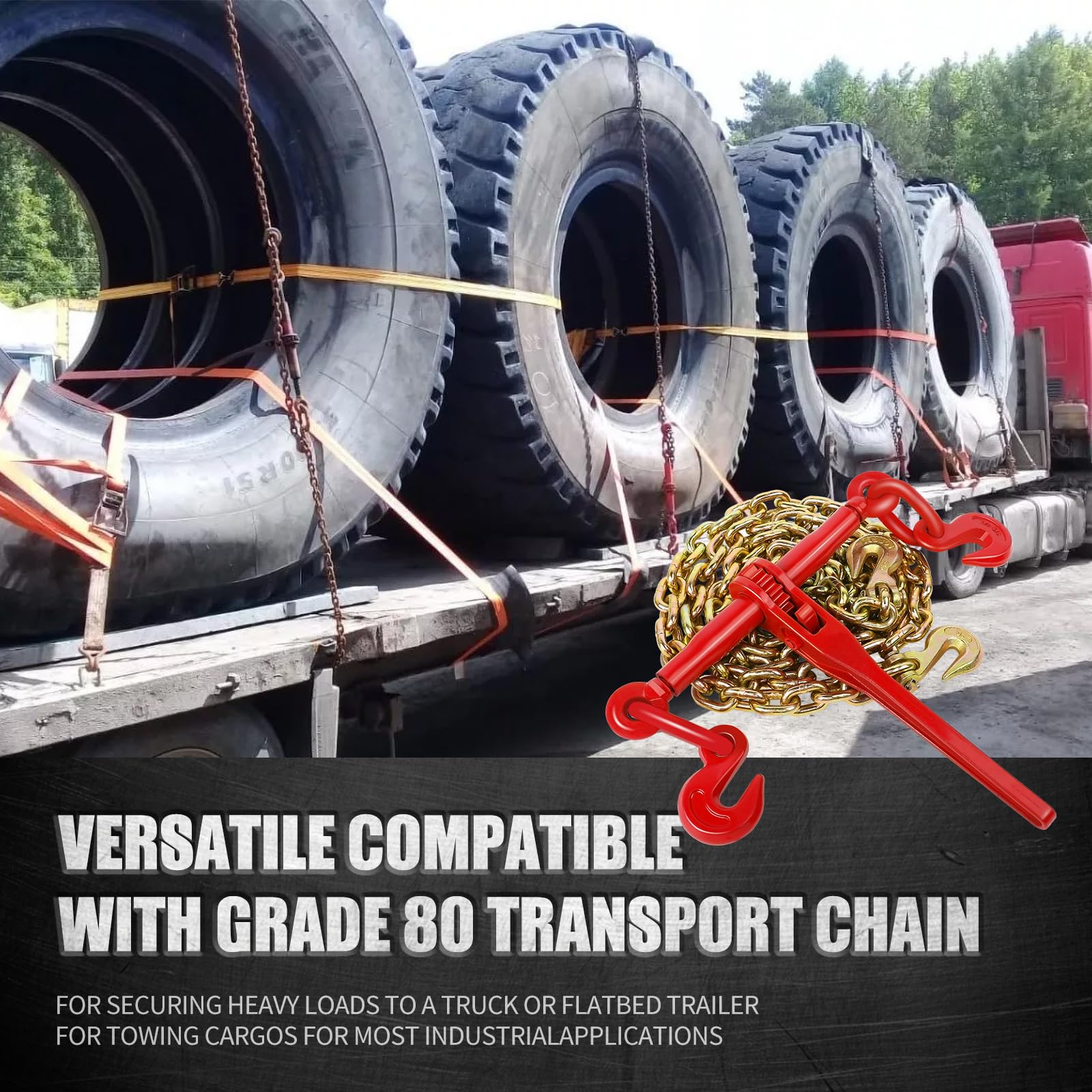 2 Pack 13000LBS Heavy Duty Ratchet Chain Binders - 1/2