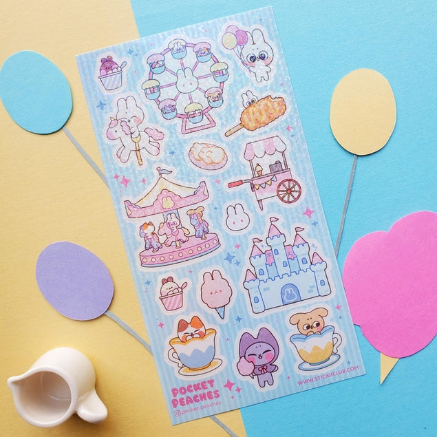 Carnival Cuties Sticker Sheet - Fun Decorative Stickers for Scrapbooking, Journals, Planners & DIY Crafts