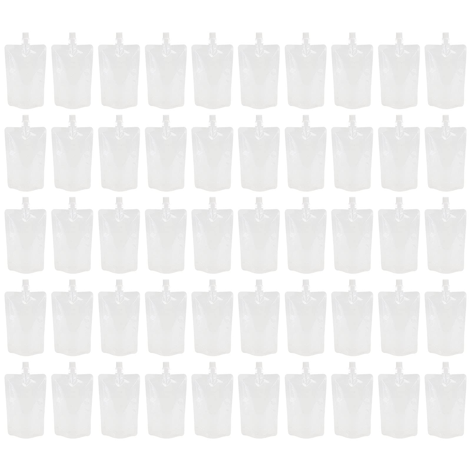 Cabilock 50pcs Reusable 300ml Plastic Drink Pouches - Leak-Proof Liquor Flasks & Juice Bags for Hot/Cold Beverages - Perfect for Parties, Camping, and Outdoor Events