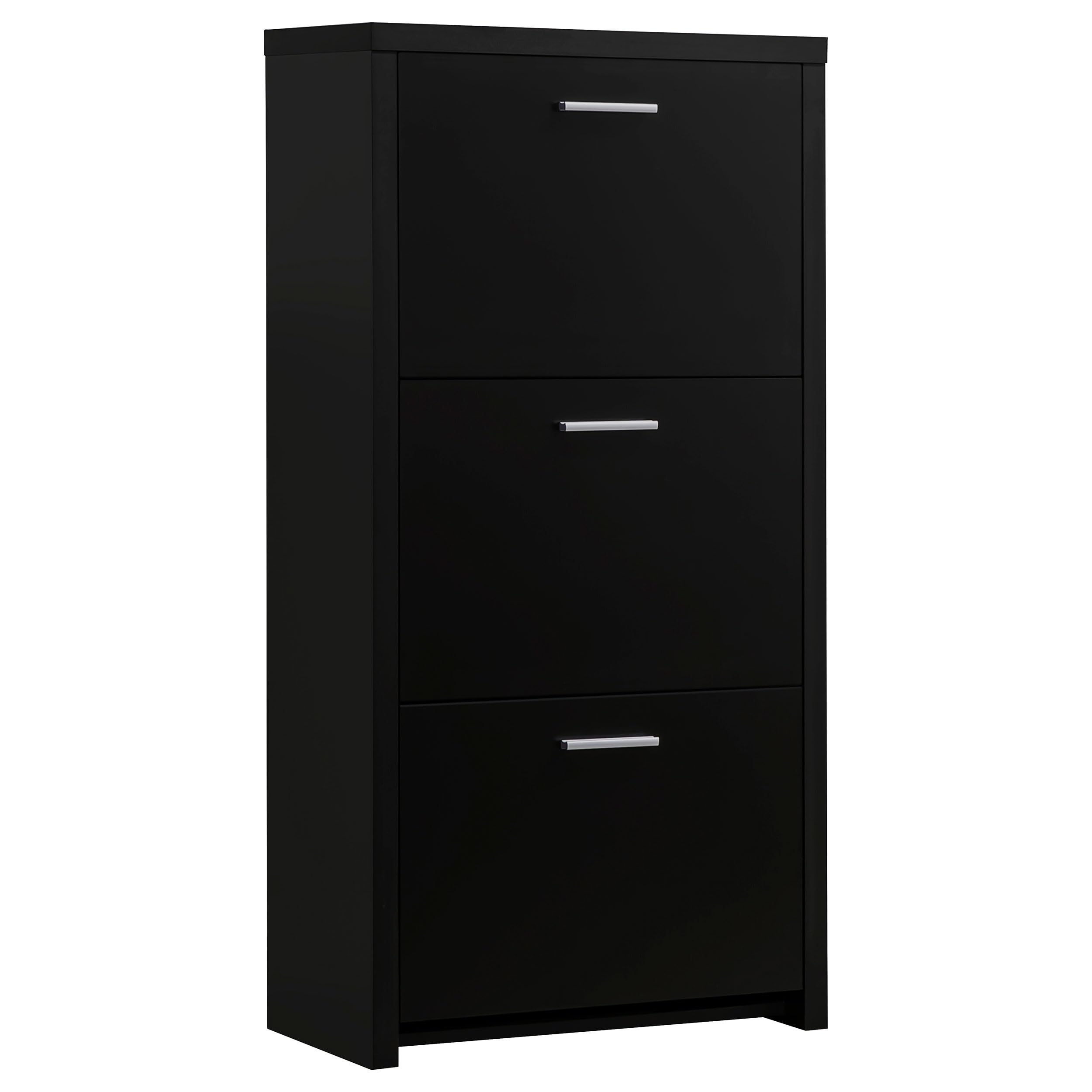 Coaster Furniture 3-Drawer Tall Shoe Cabinet, Black - Modern Entryway Storage Organizer for Shoes, Boots & Accessories - Perfect for Hallway, Closet & Small Space Organization