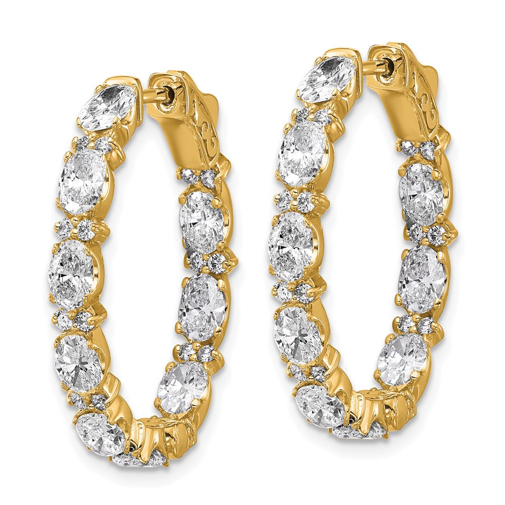 14K Gold Certified Oval & Round VS DEF Diamond Hoop Earrings for Women - Inside/Outside Wear - Model EM10588C LD | Perfect for Weddings, Parties & Everyday Elegance