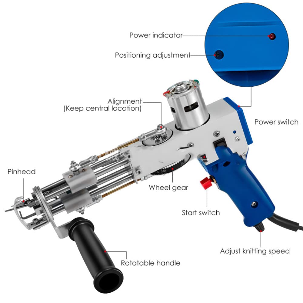 LJJ Electric Carpet Tufting Gun - Professional Carpet Weaving & Flocking Machine for DIY Home Decor and Industrial Embroidery | Cut Pile Knitting Tool for Rugs, Wall Hangings, and Custom Textile Projects