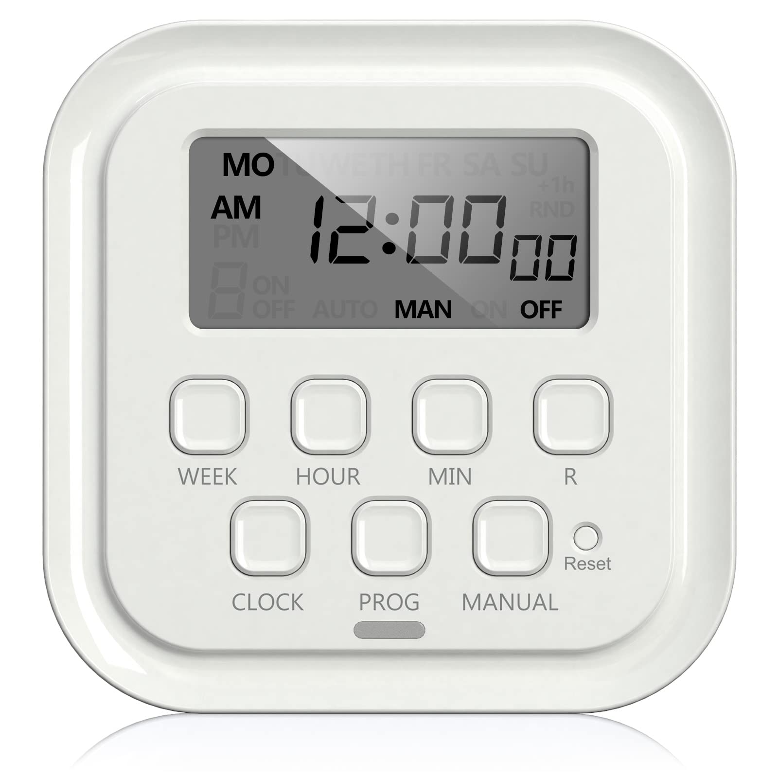 HBN 7-Day Heavy Duty Digital Timer with Dual Outlet - Programmable On/Off Switch for Lamps, Lights, Fans & Appliances (125V, 15A, 1875W) - Perfect for Home, Kitchen, Office & Pet Care Automation