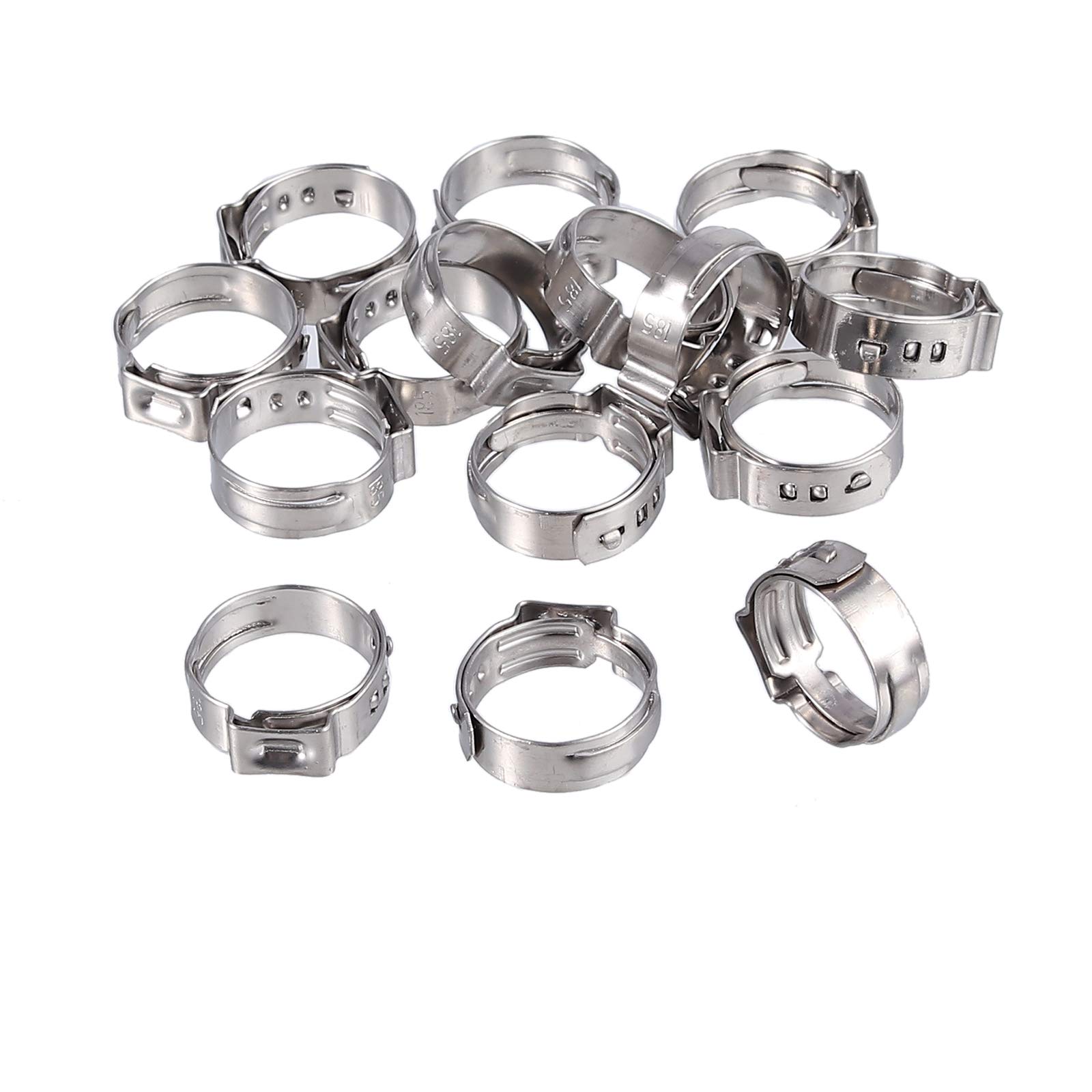 304 Stainless Steel Single Ear Stepless Hose Clamps Set (130 PCS, 7-21mm) - Durable Plumbing, Automotive & Mechanical Pipe Clamps for Water, Fuel, Air Hoses - Perfect for Car Repair, Home Plumbing & Industrial Use