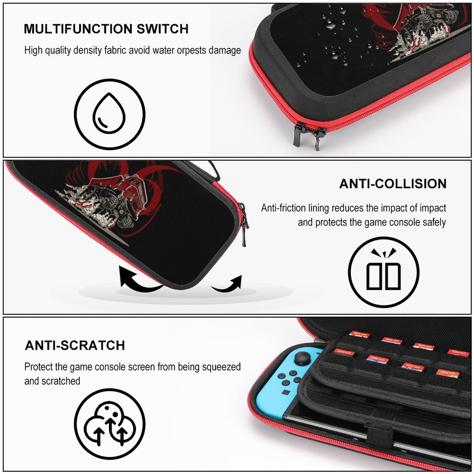 Durable Red Muscle Semi Truck Carrying Case for Nintendo Switch - Portable Travel Cover with 20 Game Card Slots | Perfect for Gaming On-The-Go & Travel Protection
