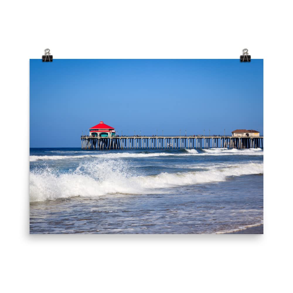 18x24 Inch Huntington Beach Pier Wall Art - Unframed Photo Paper Print | Southern California Coastal Decor | Orange County CA Poster | Beachscape Picture for Living Room, Bedroom, Office | Perfect Gift for Women & Men Who Love Ocean Views