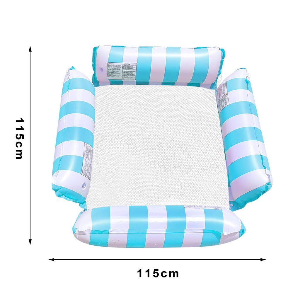 Jadin Inflatable Pool Hammock, 4-in-1 Floating Lounge Chair & Air Bed for Swimming Pool, Lake, Beach – Blue, 115 x 115 cm – Perfect for Relaxing, Sunbathing & Water Fun