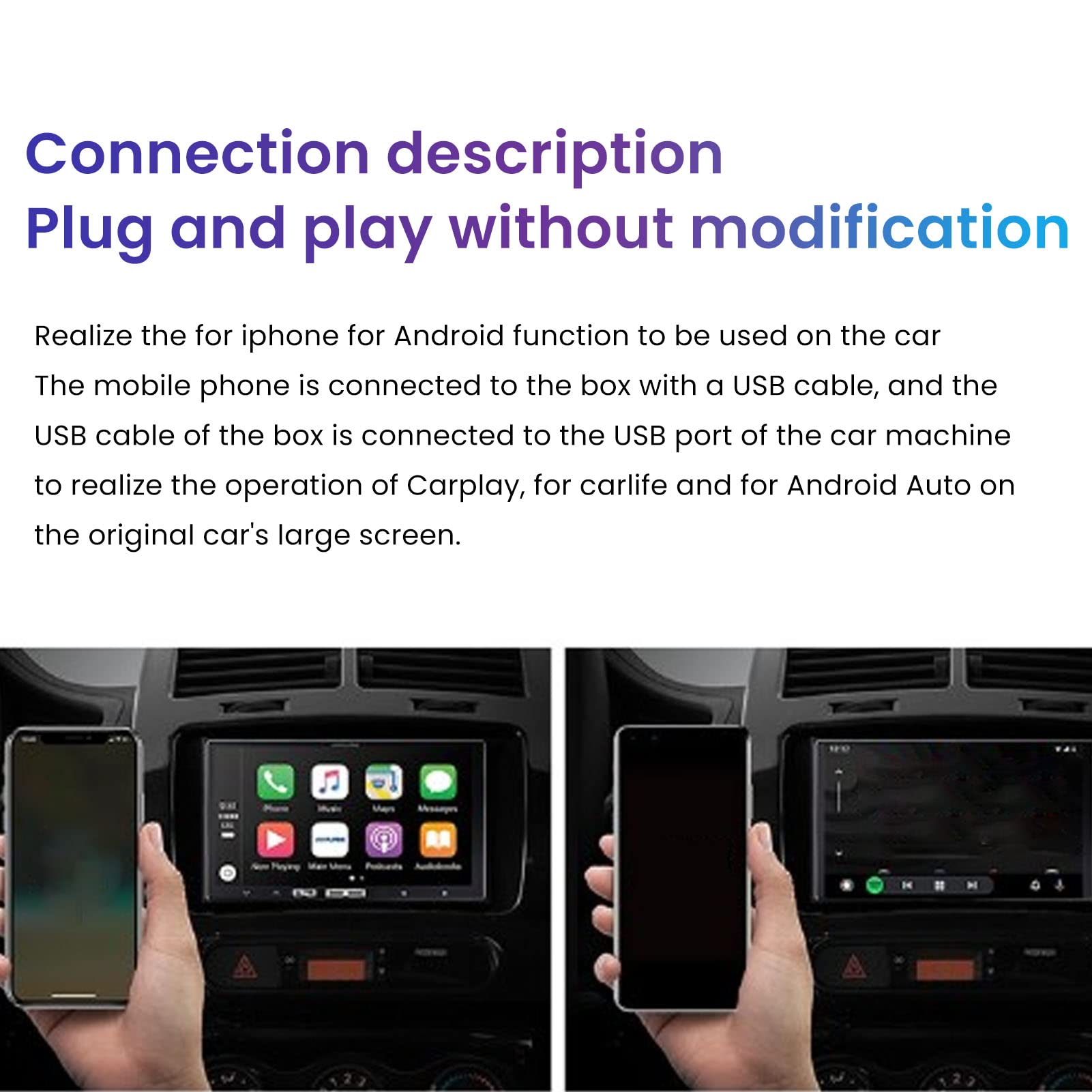 ASHATA Wireless CarPlay Adapter - Convert Wired to Wireless CarPlay for iPhone, USB & 3.5mm Audio Interface, Voice Control - Perfect for Commuting, Road Trips & Hands-Free Driving