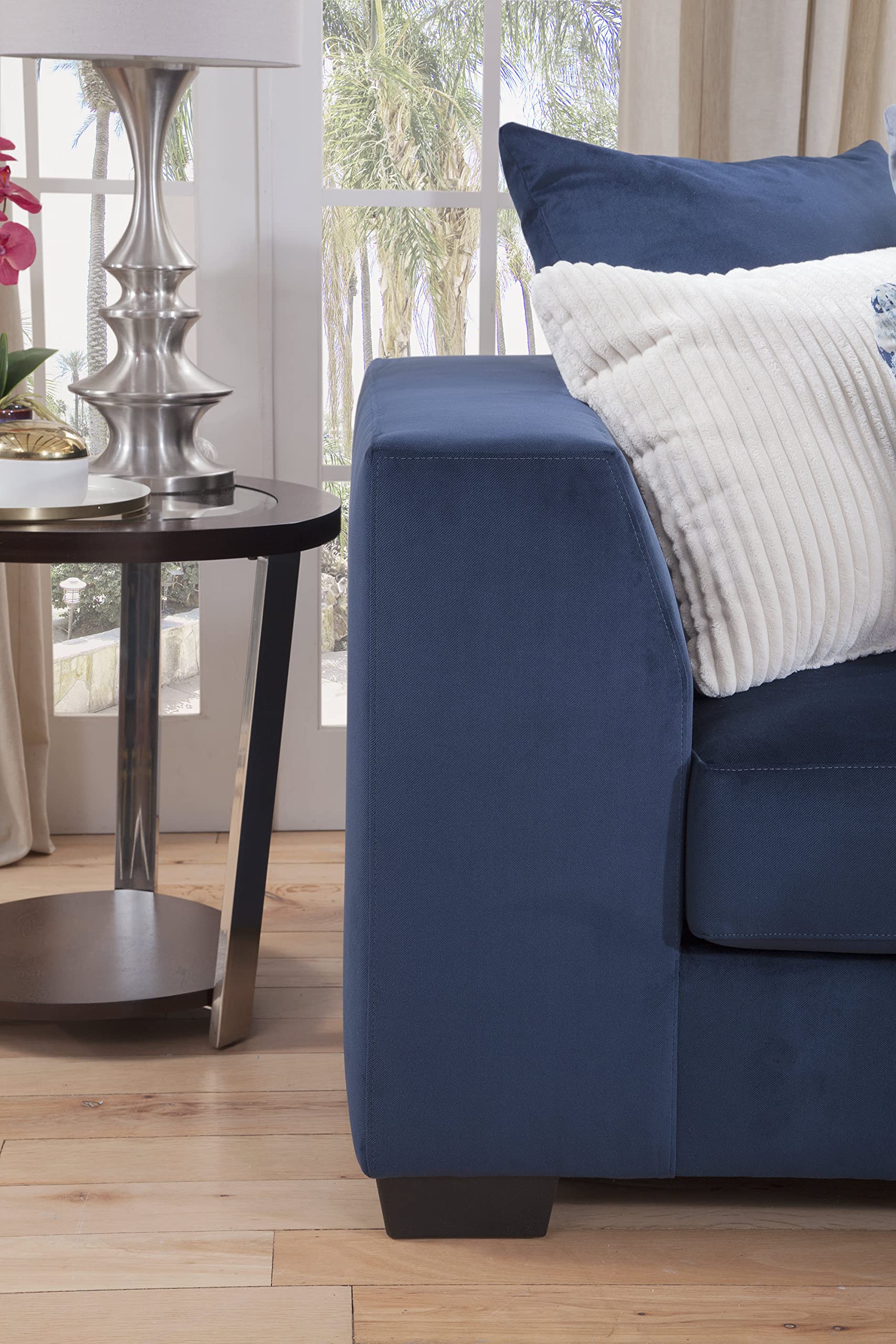 L-Shaped Sectional Sofa with Pillows - Blue Casual Comfort for Living Room