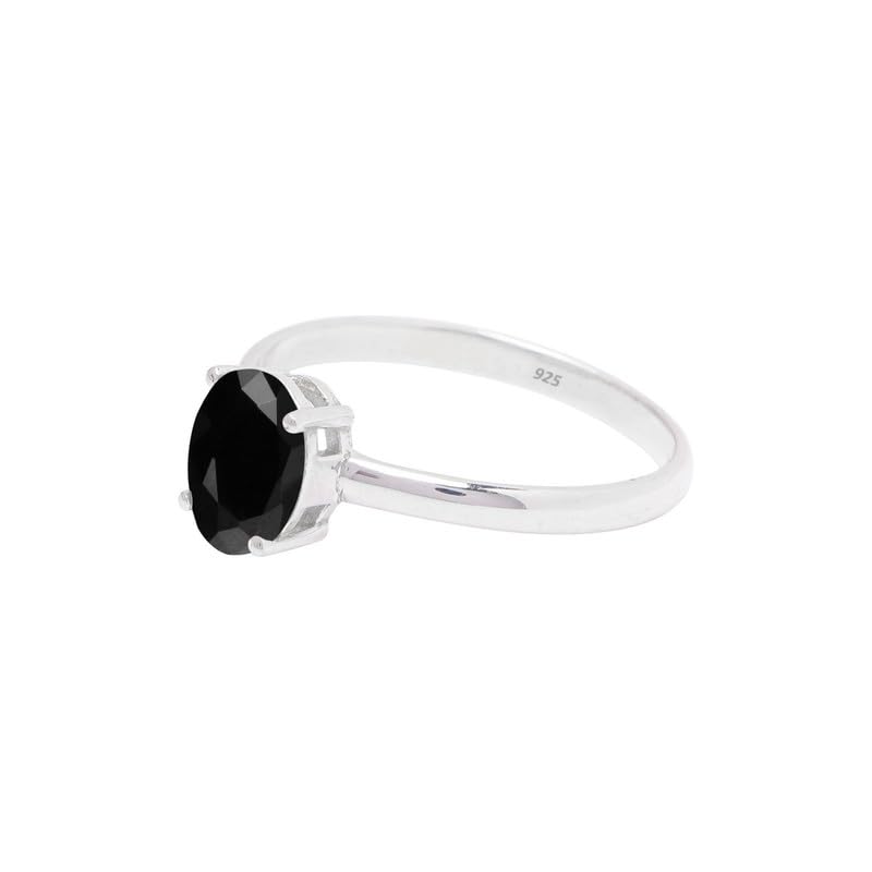 Black Onyx Stone Ring for Women - 925 Sterling Silver Promise Ring Size 10 | Elegant Jewelry Gift for Anniversary, Engagement & Special Occasions