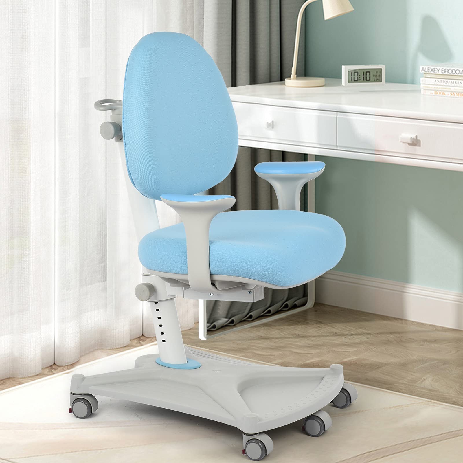 Ergonomic Kids Desk Chair - Adjustable Height Children's Learning Chair with Posture Correction for Study & Computer Use - 3D Decompression Engineering Design - Perfect for Homeschooling & Online Classes (Blue)