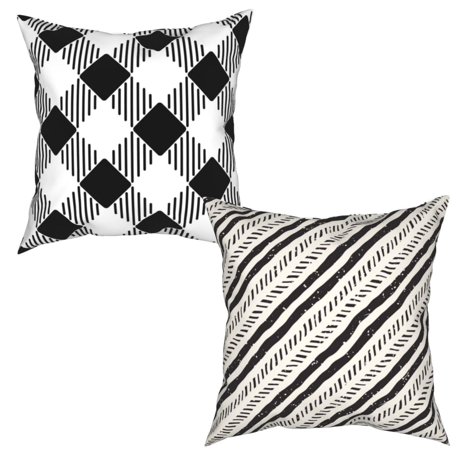 Vintage Black and White Farmhouse Pillow Covers Set of 2 - 18x18 Inch Decorative Throw Pillow Cases for Couch, Sofa & Bed - Perfect for Living Room, Bedroom & Home Decor