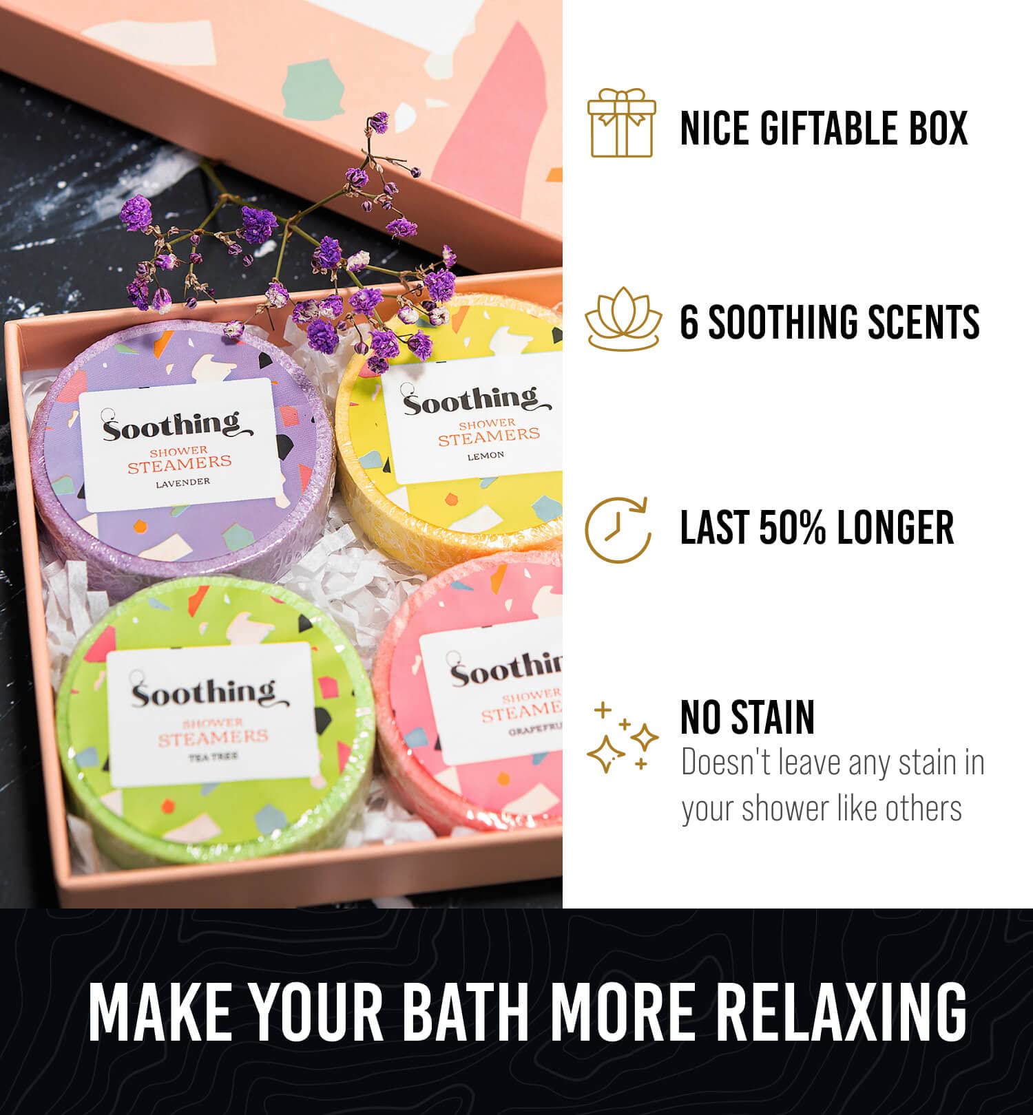 Galaxy Rose Flower Gifts for Women - 6 Hour Timer Aromatherapy Shower Steamers, Relaxing Bath Essentials for Spa, Self Care & Romantic Gifts