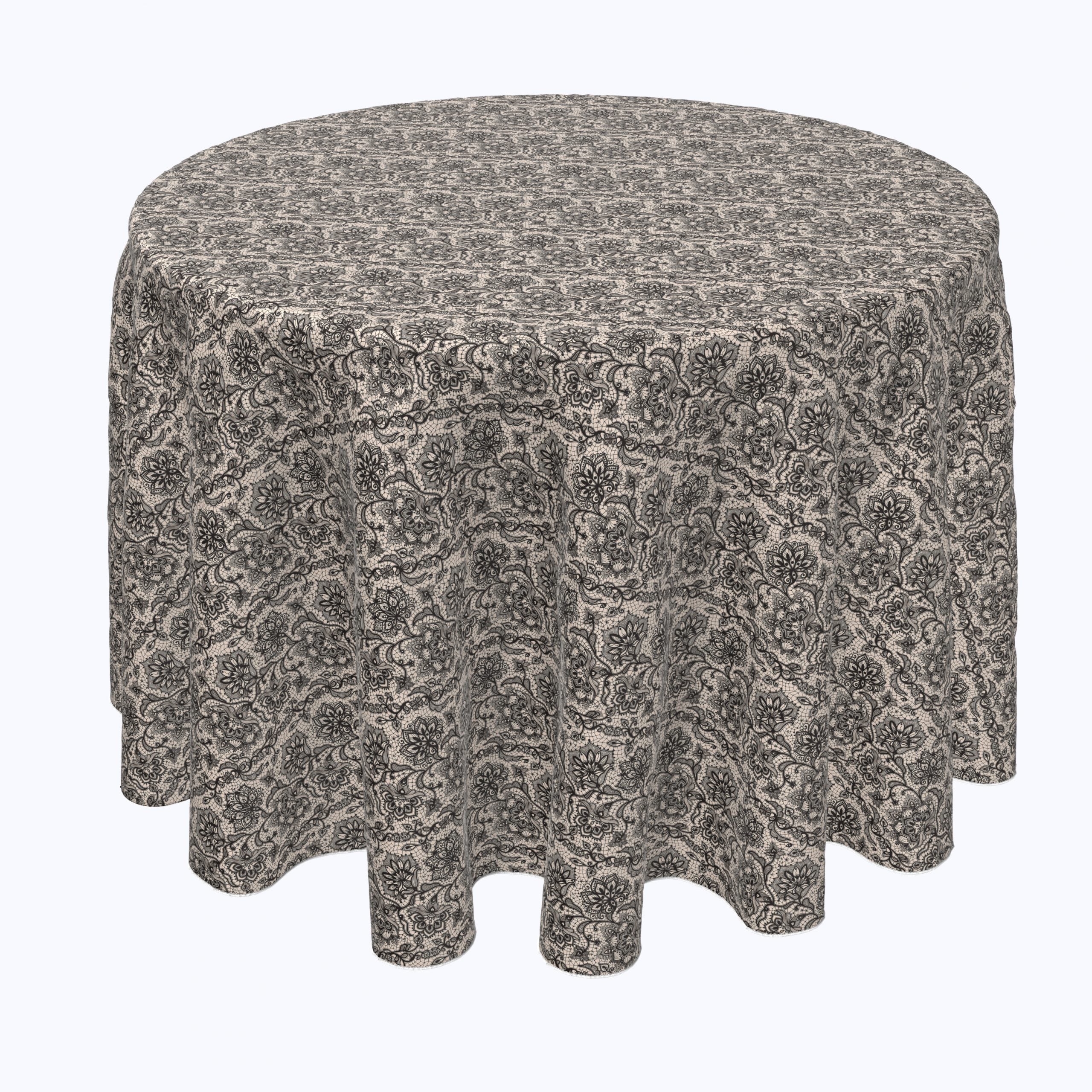 Elegant Black Round Lace Tablecloth - Perfect for Wedding, Party, and Home Decor