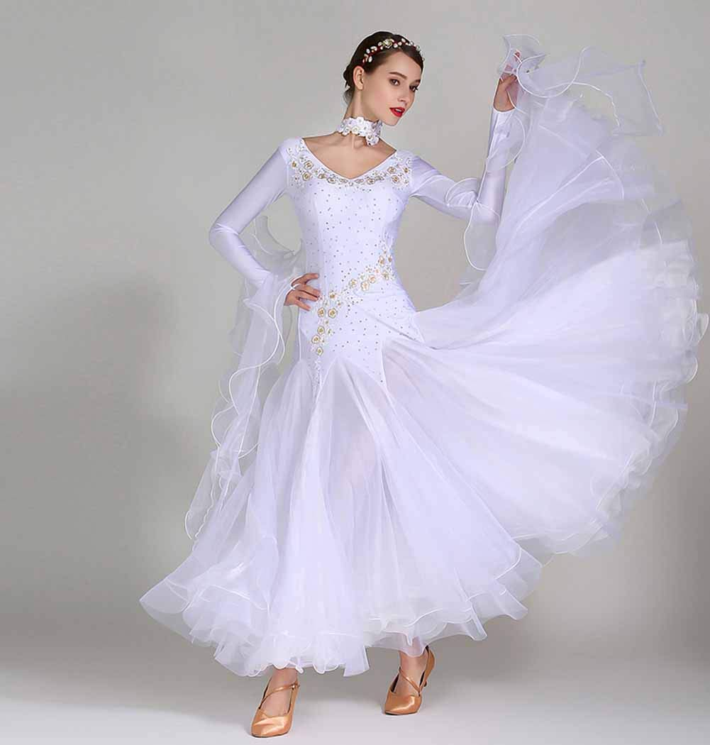 Elegant Ballroom Dance Dresses for Women - Smooth Waltz & Tango Performance Gown with Long Sleeves - Perfect for Swing Dancing, Competitions & Social Events - Professional Latin & Standard Dancewear for Performances & Practice