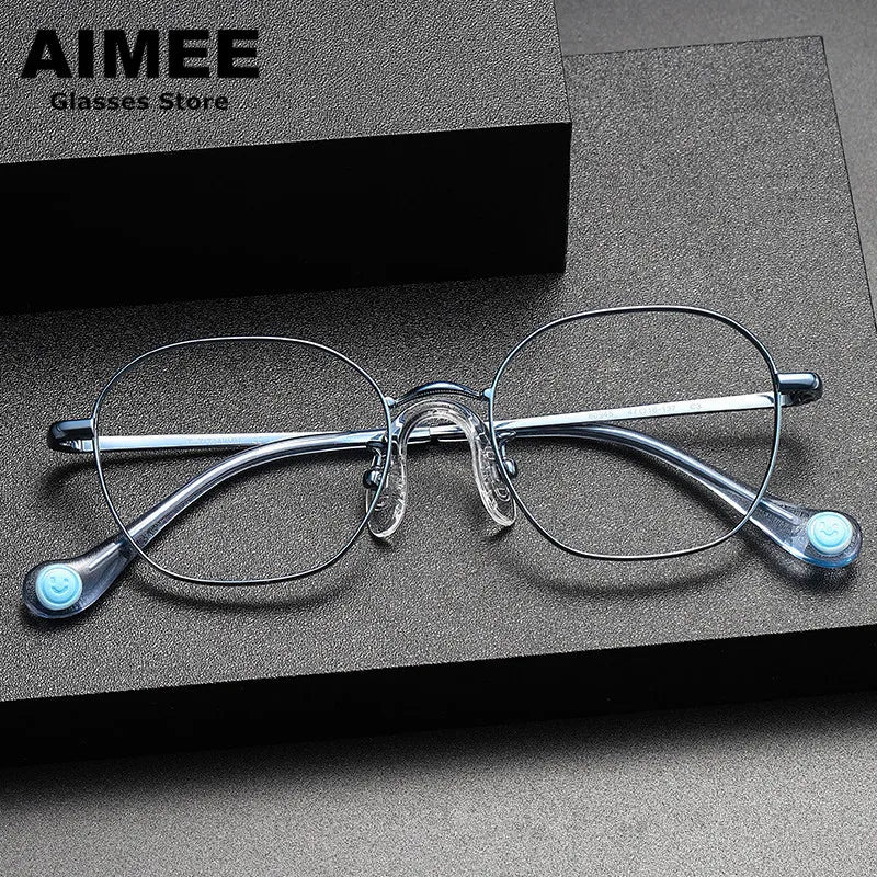 Unisex Youth's Full Rim Square Titanium Eyeglasses 80945 - Lightweight Durable Glasses for Kids & Teens - Perfect for School, Reading & Daily Wear