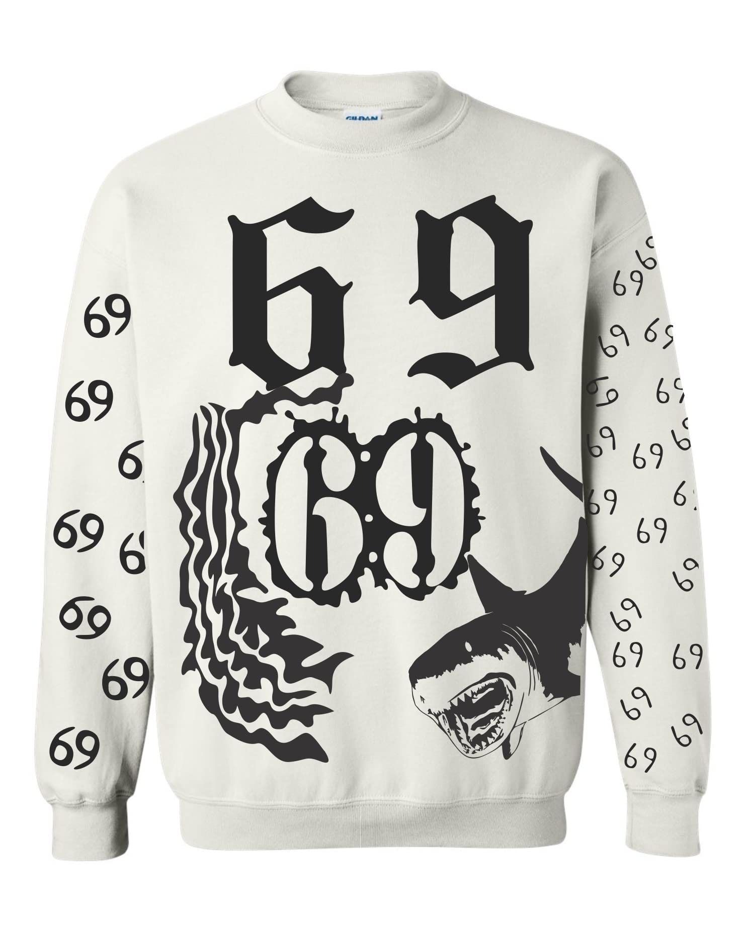 ALLNTRENDS 69 Tattoos Graphic Print Crewneck Sweatshirt for Men & Women - Trendy Streetwear Fashion for Casual Outfits, Parties & Urban Lifestyle