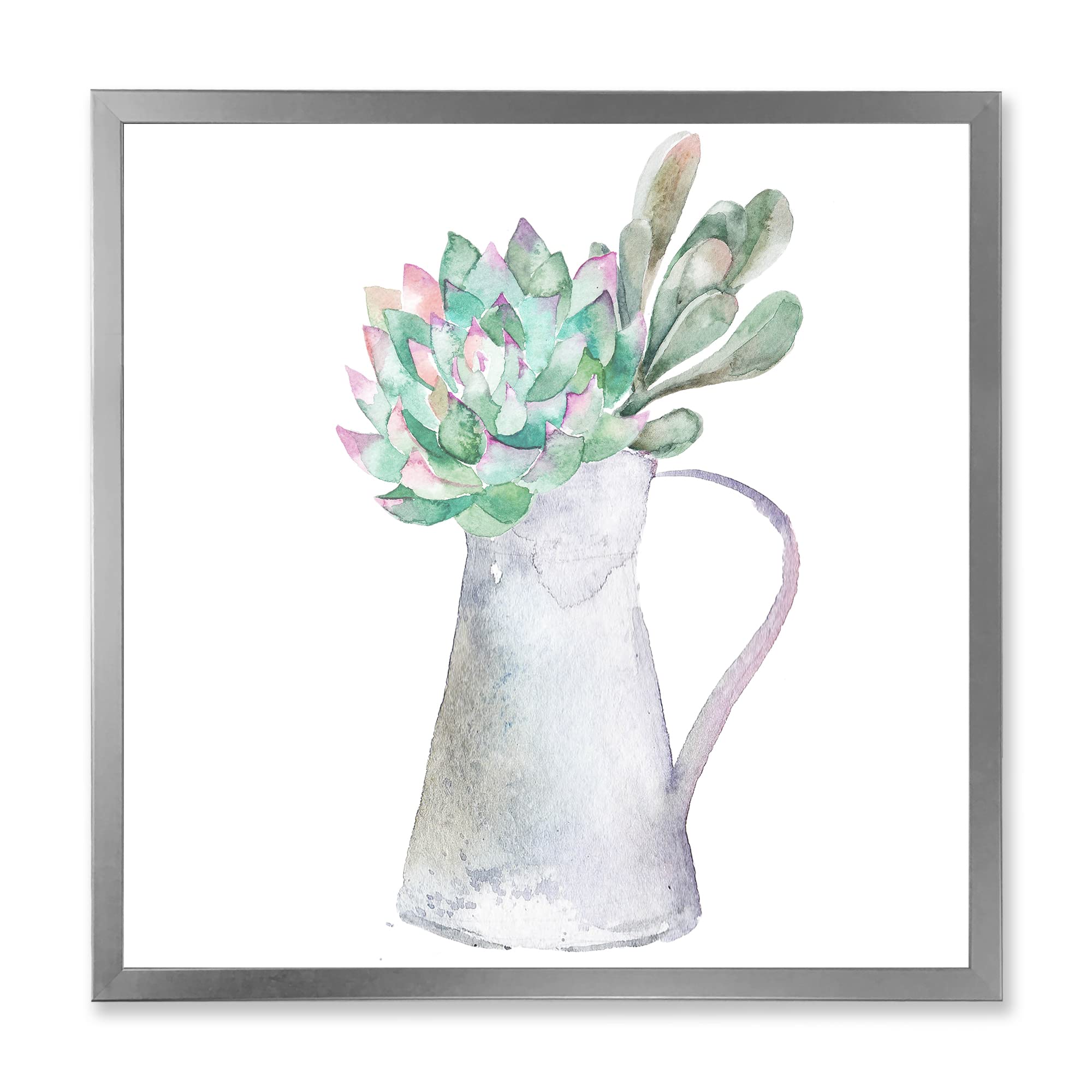 Succulent Home Plant Traditional Framed Wall Art - Botanical Decor for Living Room, Bedroom & Office - Perfect Housewarming Gift for Plant Lovers