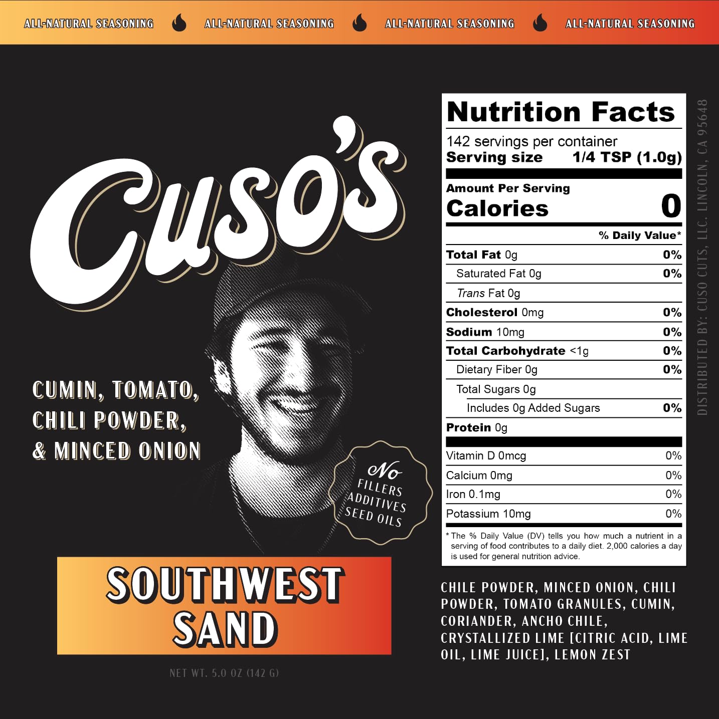All-Natural Cuso Cuts Southwest Sand BBQ Rub - Premium Taco & Fajita Seasoning for Grilling, Smoking & Marinades - 1 Count (5.5oz) - Perfect for Backyard BBQs, Taco Tuesdays & Meat Smoking