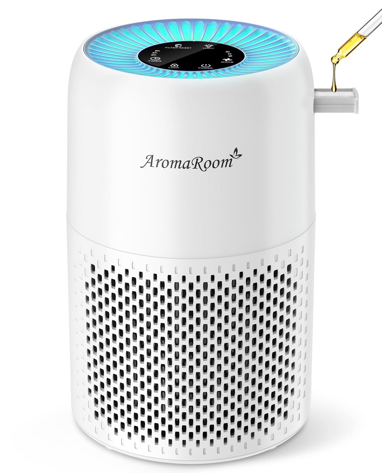 AromaRoom True HEPA13 Air Purifier for Bedroom - 3-in-1 Pet Air Cleaner with Aroma Pad, Eliminates Wildfire Smoke, Pollen & Pet Dander - Ultra Quiet 22dB for Baby Room, Office & Dorm - Blue Light Night Mode | Perfect for Allergy Relief & Fresh Air in Small Spaces