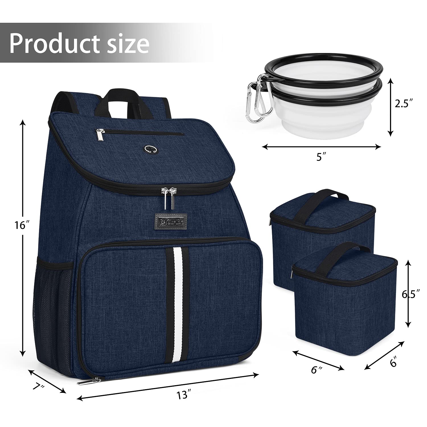 BAGLHER Airline Approved Dog Travel Backpack - Pet Carrier with 2 Collapsible Bowls & Food Containers for Small to Medium Dogs - Perfect for Air Travel, Hiking & Outdoor Adventures