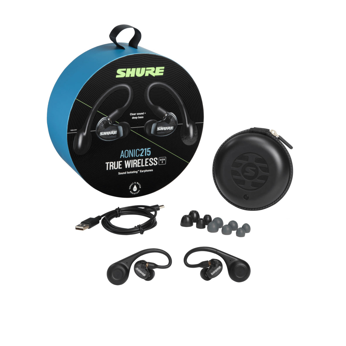 Shure AONIC 215 Gen 2 True Wireless Bluetooth Earbuds with Noise Isolation - Perfect for Gym, Commuting & Music Lovers