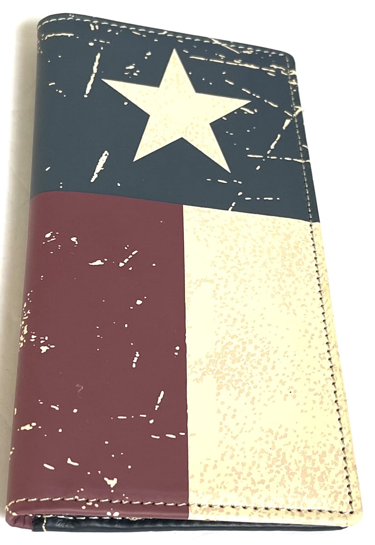 Texas Flag Genuine Leather Men's Bifold Wallet - Distressed Red White & Blue Long Wallet for Men (MWL-TX01RD) - Perfect for Cowboys, Ranchers & Texas Pride Gifts