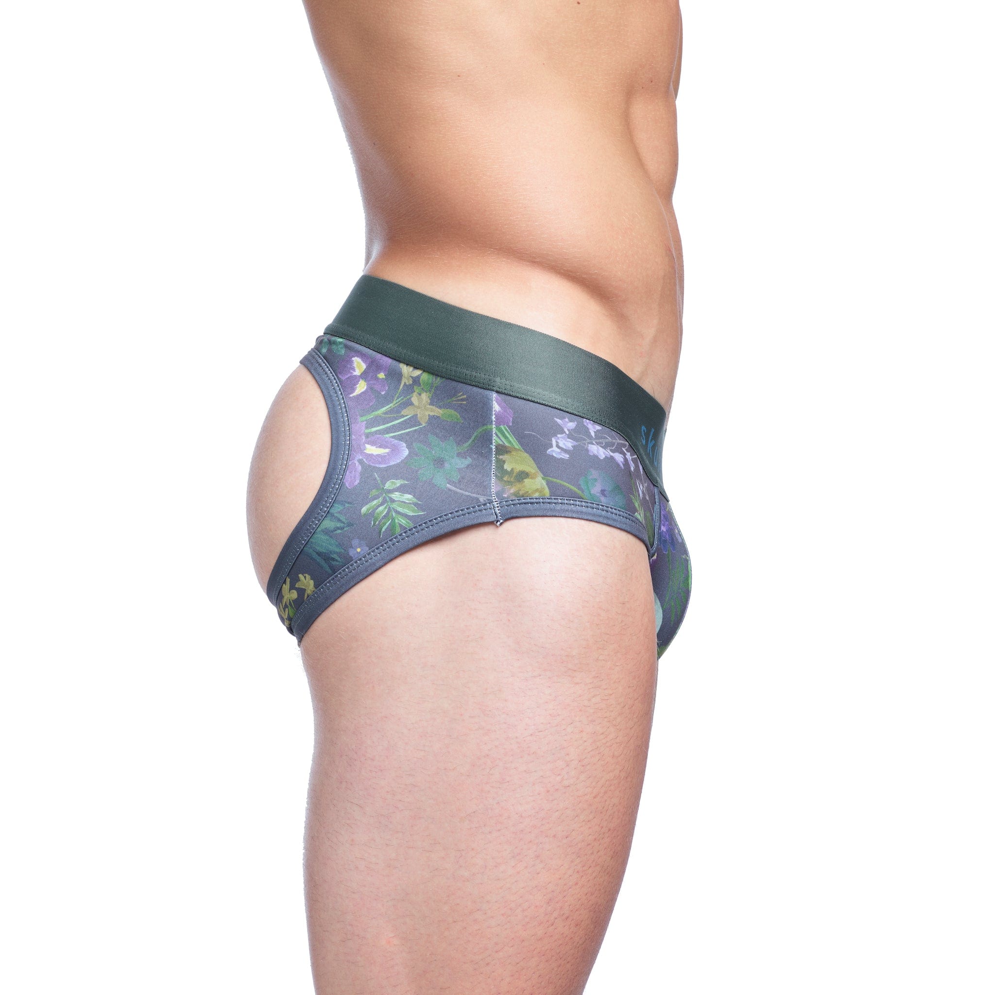Hand Painted Dutch Floral Peek A Boo Brief Green - Vintage Style Women's Underwear for Special Occasions & Boudoir Photography