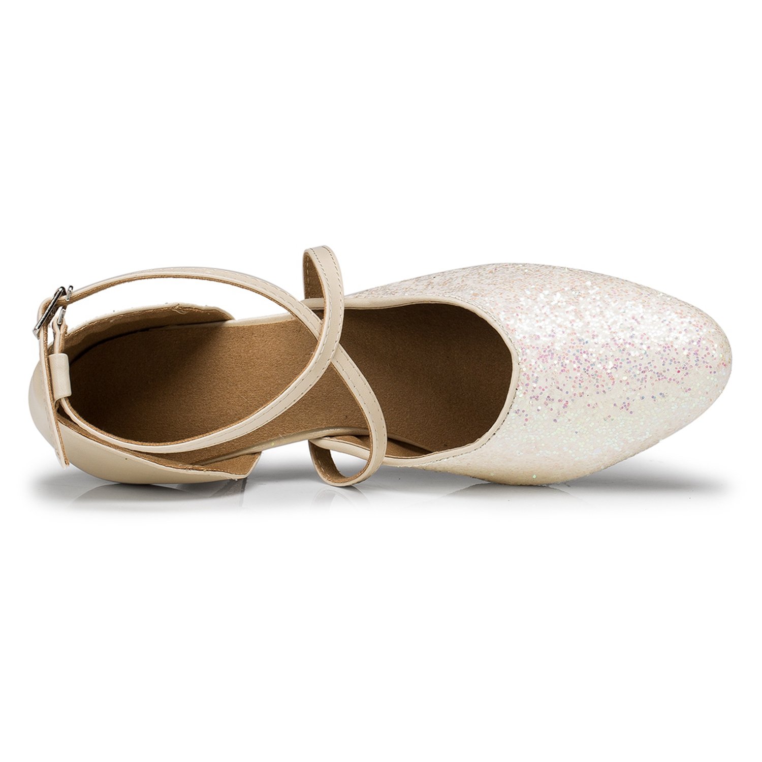 Minishion Women's Cross Strap Glitter Ballroom Latin Salsa Dance Shoes - Comfortable & Stylish for Professional Performances & Social Dancing