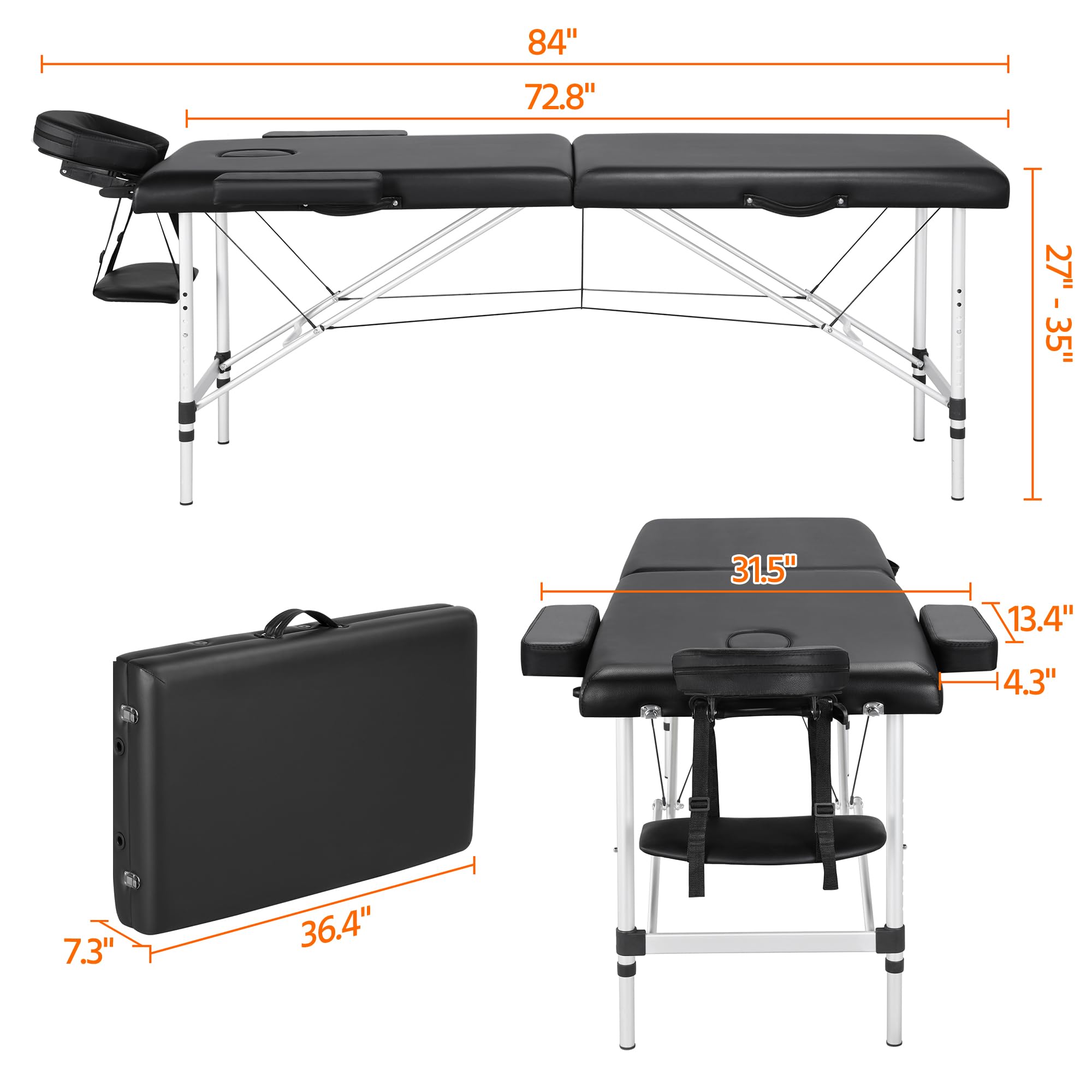 Yaheetech Portable Adjustable Massage Table - 24