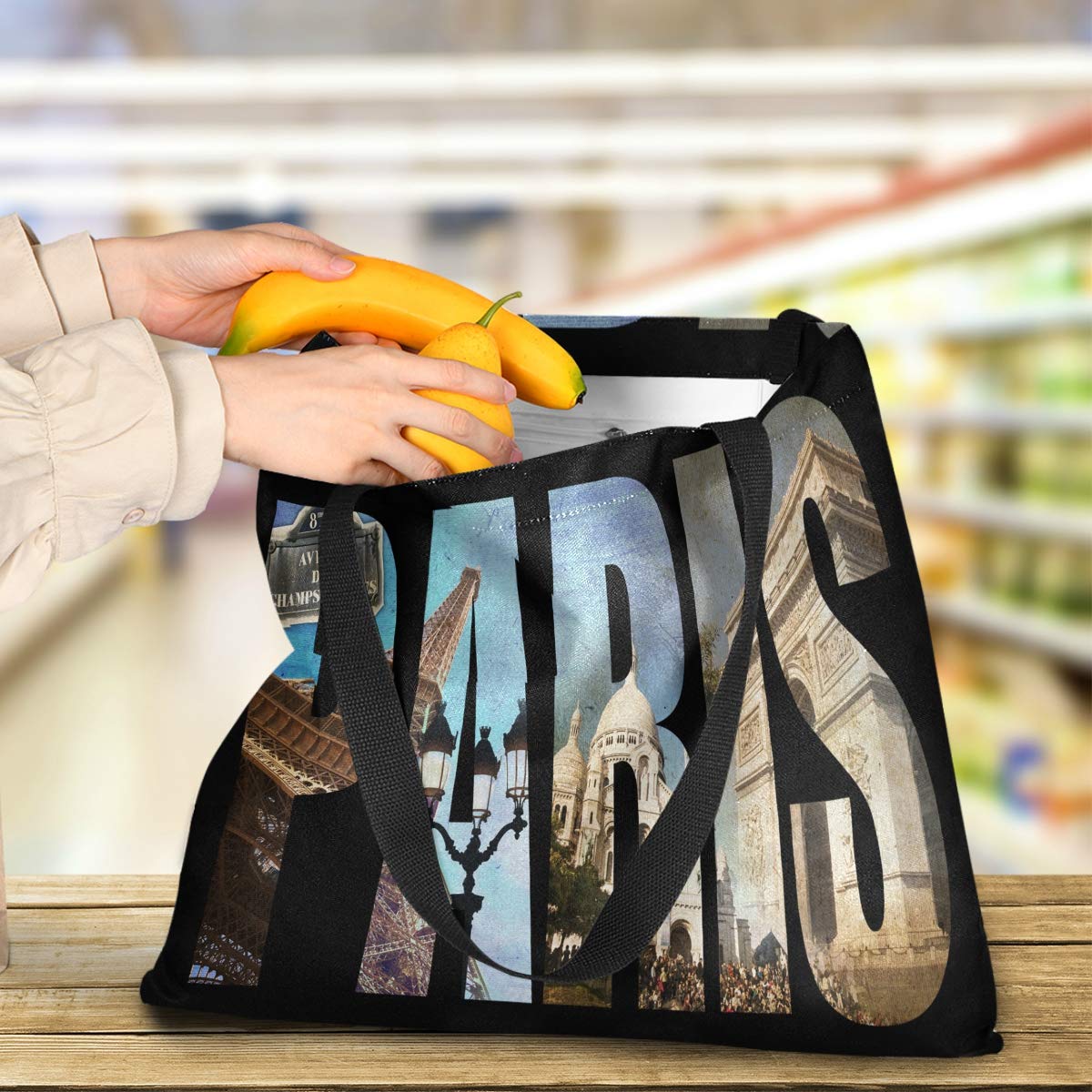 Stylish Canvas Tote Bag for Women - Lightweight Foldable Shoulder Bag with Long Handles, Perfect for Shopping, Travel, Work & Daily Use