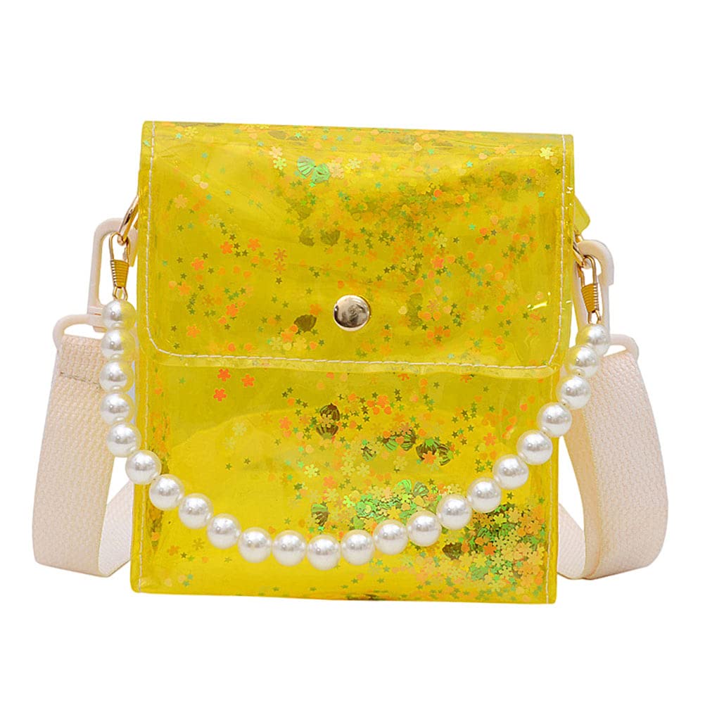 Stylish Transparent PVC Women's Crossbody Bag with Pearl Chain - Lightweight, Cute & Portable Handbag for Daily Use, Shopping, Travel & Parties