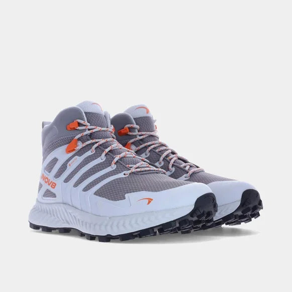 INOV8 Women's Roclite Mid GTX Hiking Boots - Grey/Light Grey/Coral - Waterproof & Lightweight for Trail Running & Outdoor Adventures