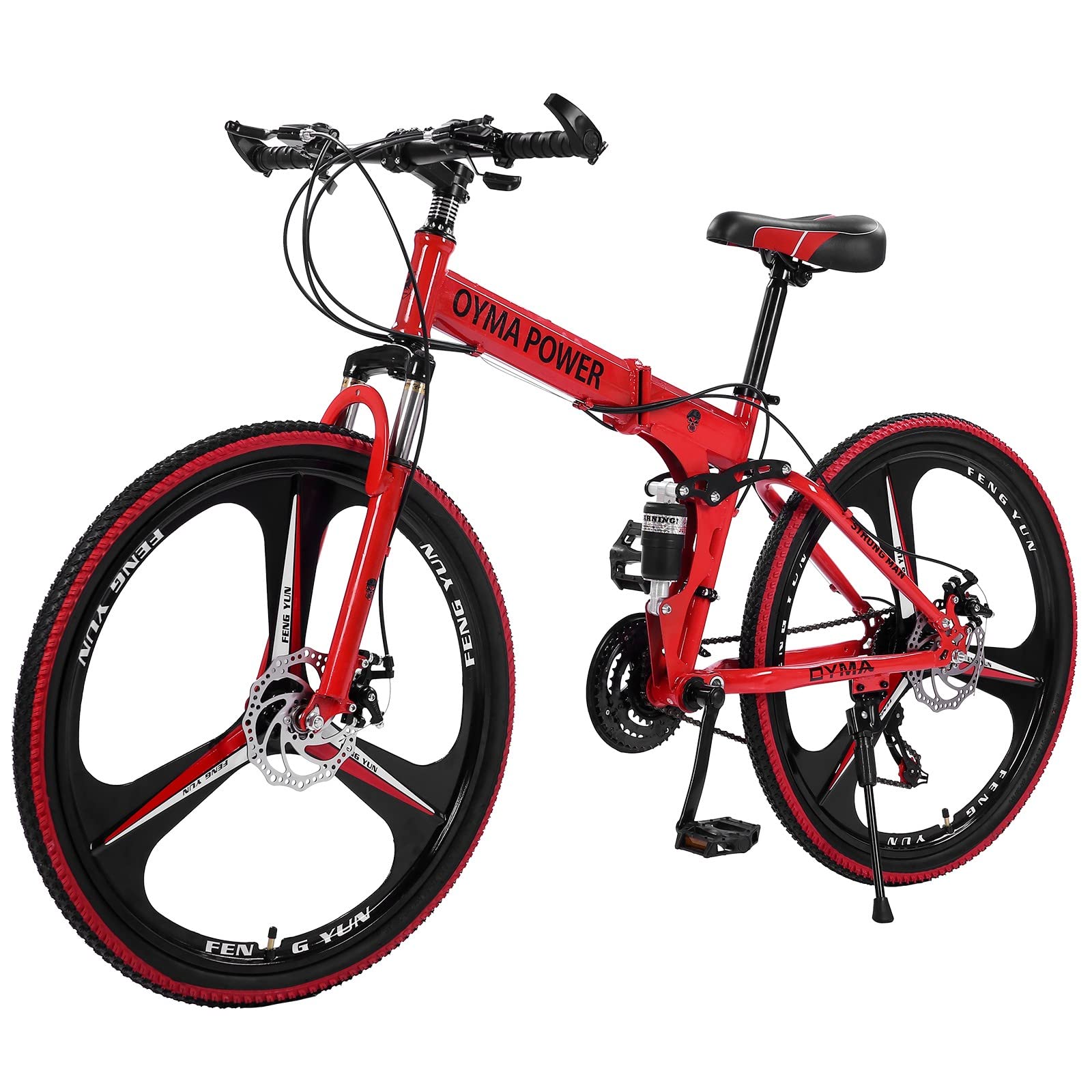 26in Folding Mountain Bike for Adults - High-Tensile Carbon Steel Frame, Shimano 21-Speed Gears, Full Suspension & Dual Disc Brakes - Perfect for Trail Riding, Commuting & Outdoor Adventures (Men & Women)